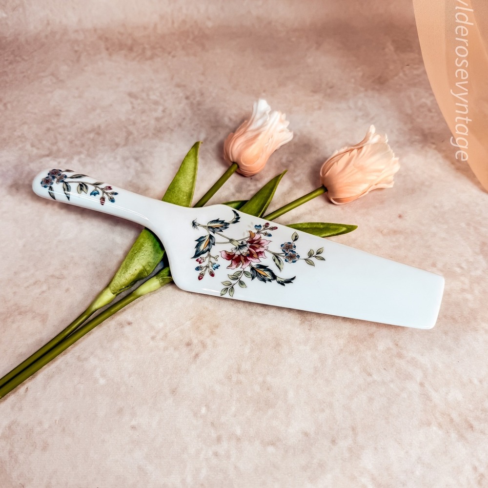 Floral Hand Painted Porcelain Cake Server Andrea by Sadek